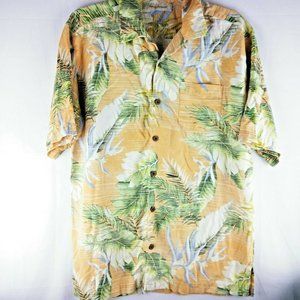 Tommy Bahama Island Plants Leaves Hawaiian Men's Medium Peach